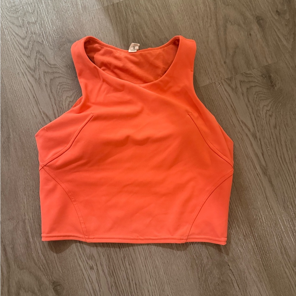 Women's Bright Orange Sleeveless Crop Top